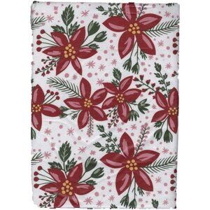 at home Holiday Vinyl Tablecloth - Red Poinsettia on White Background 52" x 52"